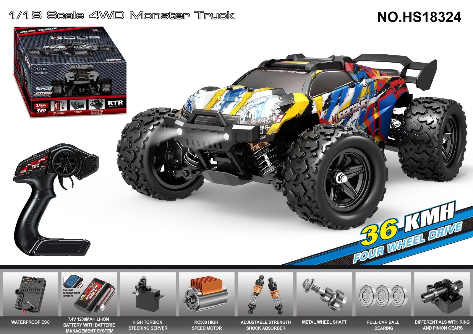 TORNADO 1/18 4WD RTR High Speed Truck 36km 20 Minute Runtim