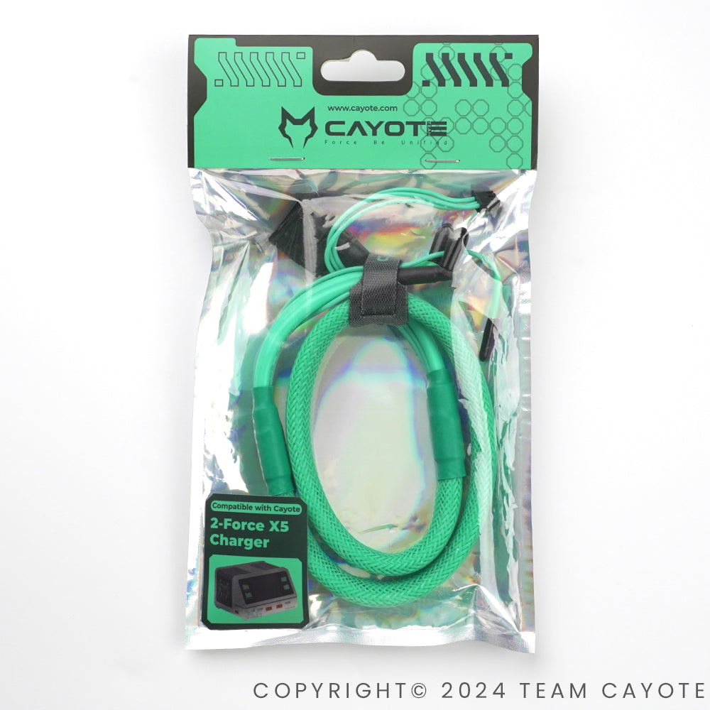 CAYOTE Power 2S 5mm Bullet Charge Cable & Wires, XT90 Connector, 620mm, Aurora Green
