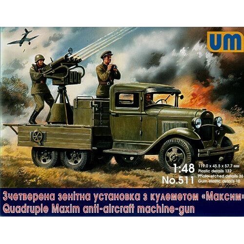 UM-MT 1/48 Soviet truck GAZ-AAA with anti-aircraft plant "Maksim" Plastic Model Kit