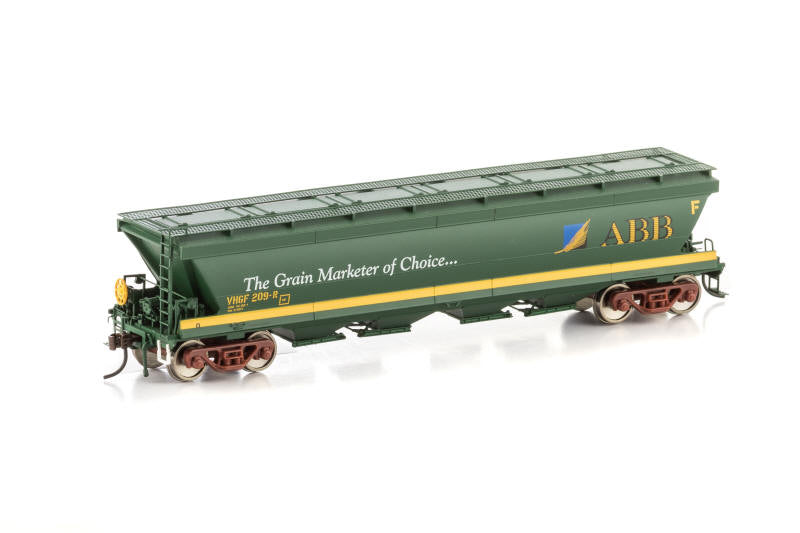 AUSCISION HO VHGF Grain Hopper, ABB Green/Yellow with ABB Logo - 4 Wagon Pack