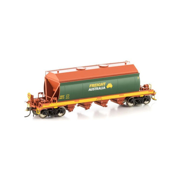 AUSCISION HO VHSF Sand Hopper, Red/Green/Yellow with Large Freight Australia Logos - 4 Car Pack