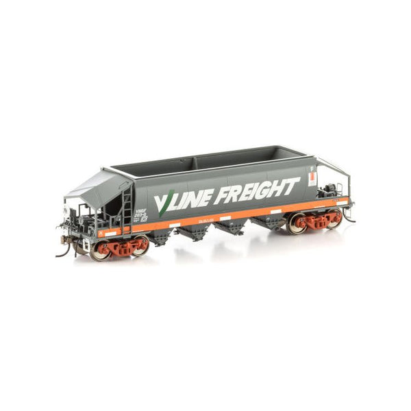 AUSCISION HO VHQF Quarry Hopper, Orange/Grey with V/Line Freight Logos - 4 Car Pack