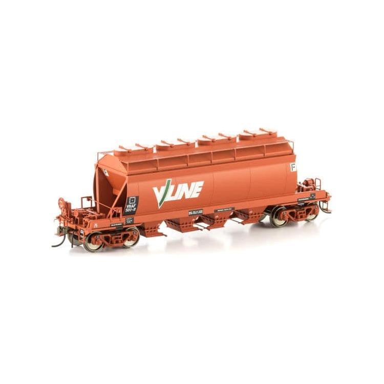 AUSCISION HO VHAF Phosphate Hopper, Wagon Red with V/Line Logos - 4 Car Pack