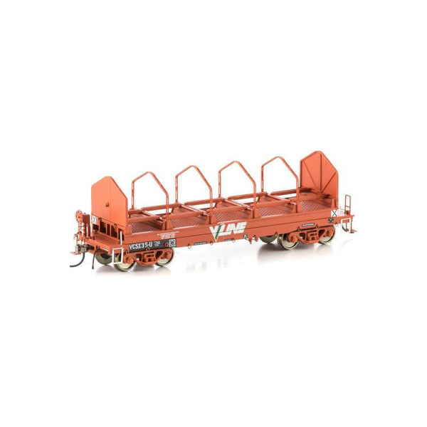 AUSCISION HO VCSX Coil Steel Wagon, V/Line Wagon Red with V/Line Logos & Tarpaulin Support Hoops - 4 Car Pack