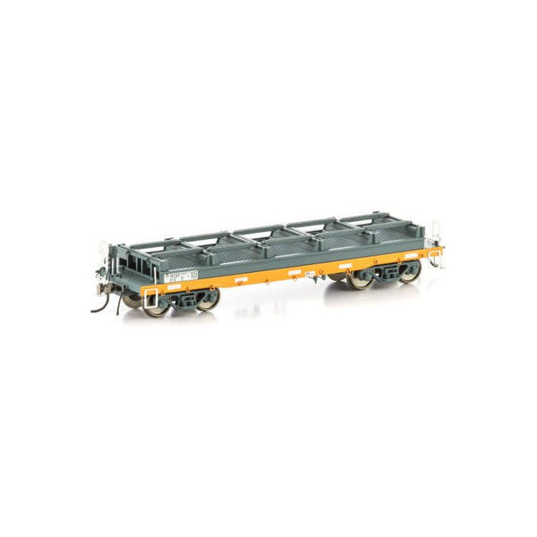 AUSCISION HO RCSF Coil Steel Wagon, National Rail Grey/Orange with no Logos or Tarpaulin Support Hoops - 4 Car Pack