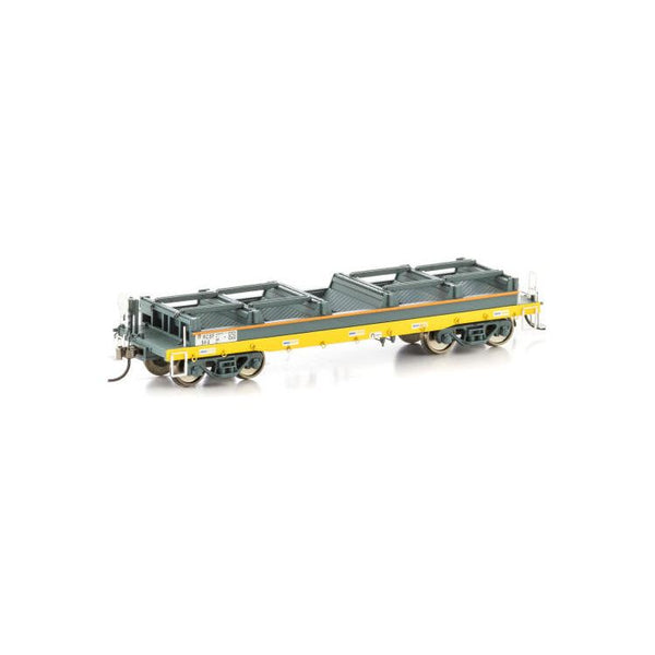 AUSCISION HO RCSF Coil Steel Wagon, Pacific National Grey/Yellow with no Logos or Tarpaulin Support Hoops - 4 Car Pack