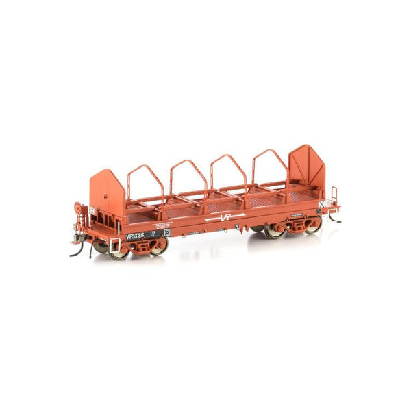 AUSCISION HO VFSX Coil Steel Wagon, VR Wagon Red with Small VR Logos & Tarpaulin Support Hoops - 4 Car Pack