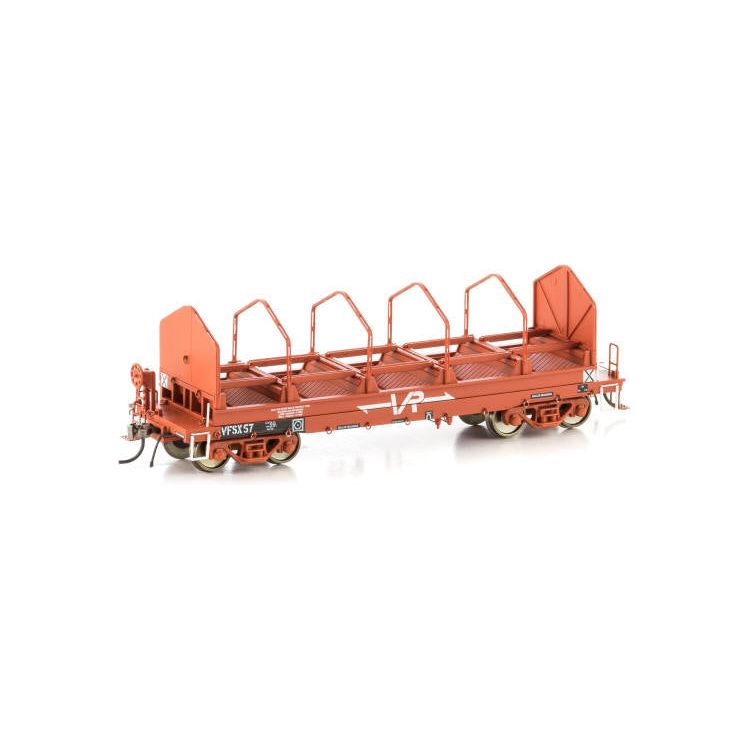 AUSCISION HO VFSX Coil Steel Wagon, VR Wagon Red with Small VR Logos & Tarpaulin Support Hoops - 4 Car Pack