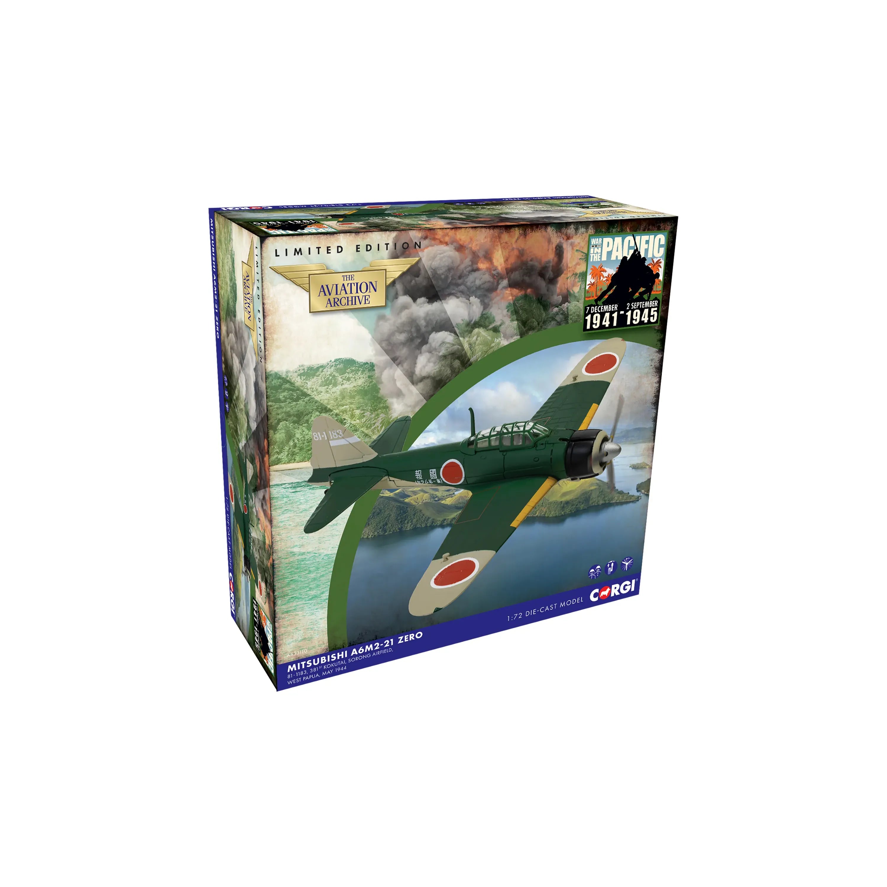 CORGI 1/72 Mitsubushi A6M2-21 Zero, 81-1183, 381st Kokutai, Sorong Airbase, Jeffman Island, May 1944