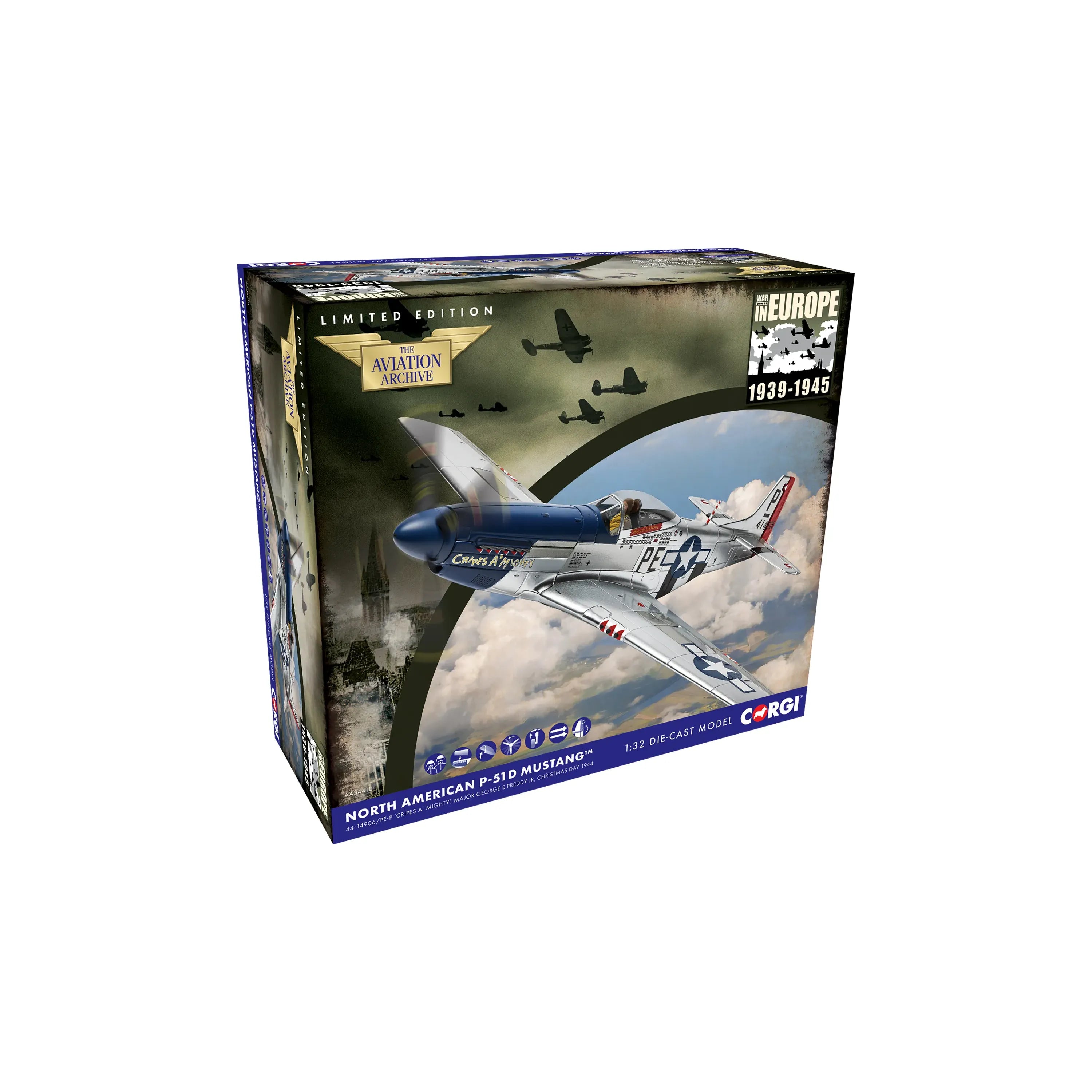CORGI 1/32 North American P-51D Mustang, 41-4906, 'Cripes A'Mighty', Major George Preddy