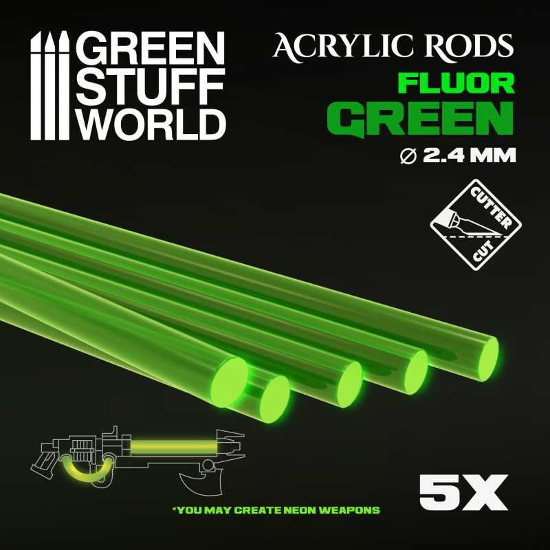 GREEN STUFF WORLD Acrylic Rods - Round 2.4 mm Fluor GREEN