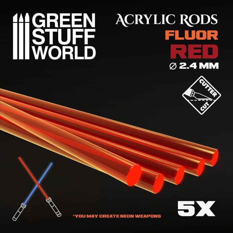 GREEN STUFF WORLD Acrylic Rods - Round 2.4 mm Fluor RED-ORANGE