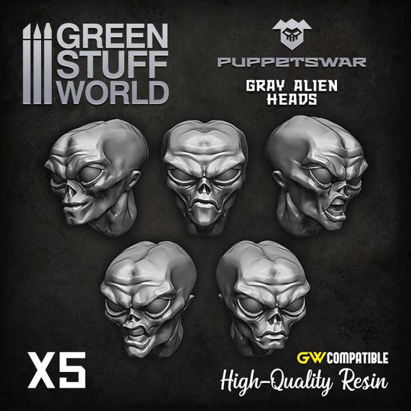 GREEN STUFF WORLD Puppetswar Alien Heads (5)