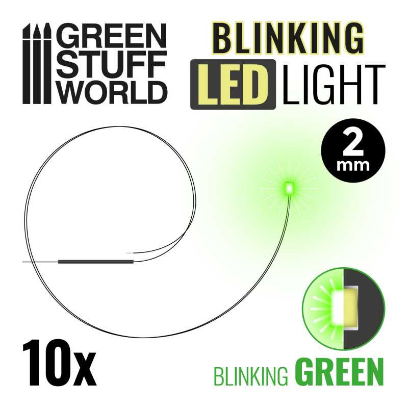 GREEN STUFF WORLD BLINKING LEDs - GREEN - 2mm