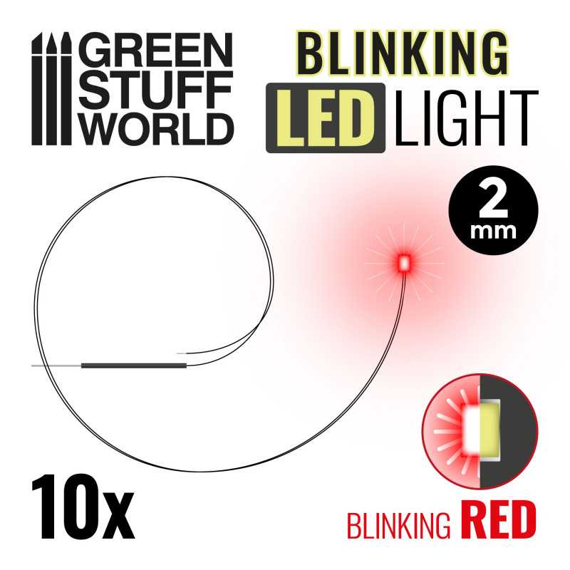 GREEN STUFF WORLD BLINKING LEDs - RED - 2mm