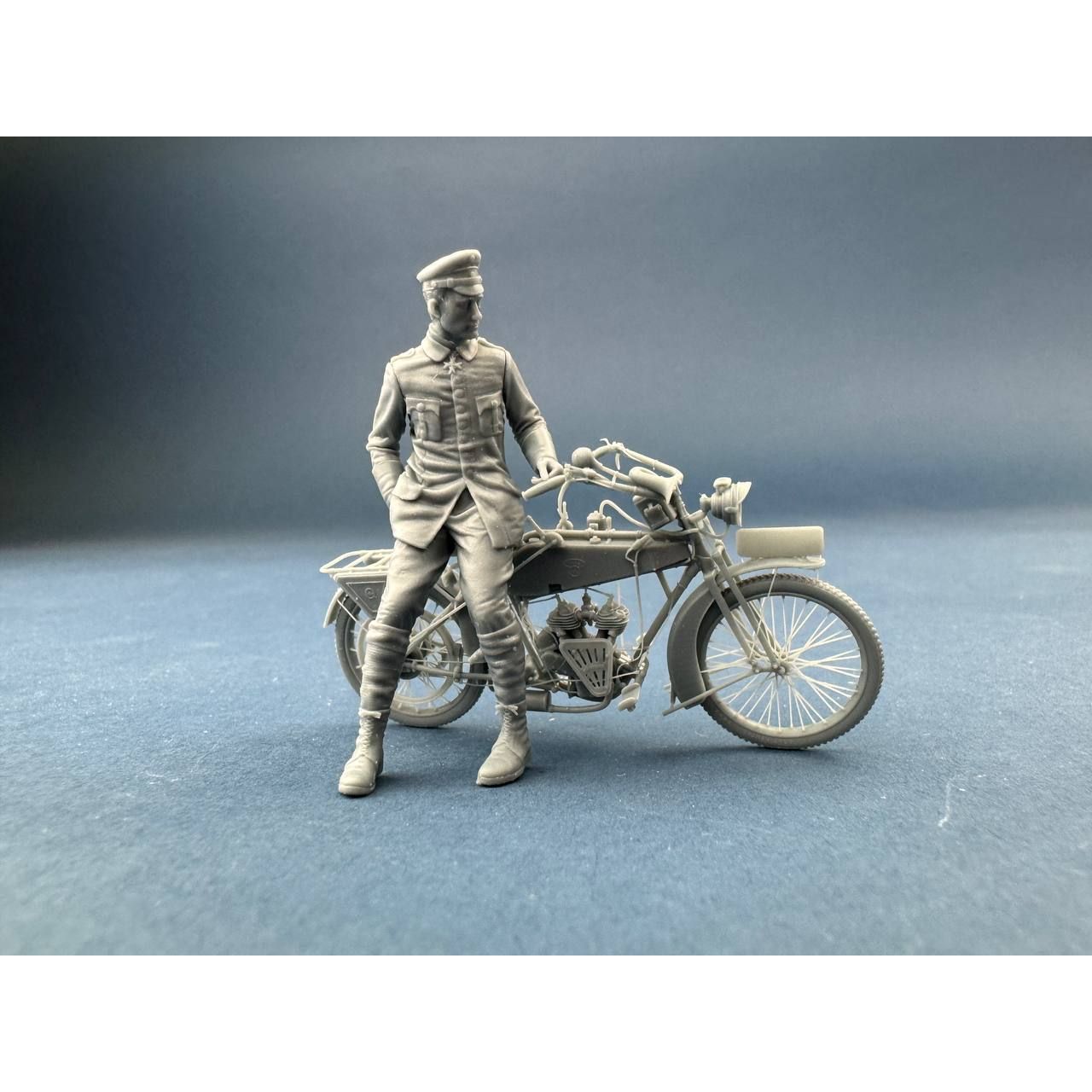 COPPER STATE MODELS Werner Voss posing with a motorcycle
