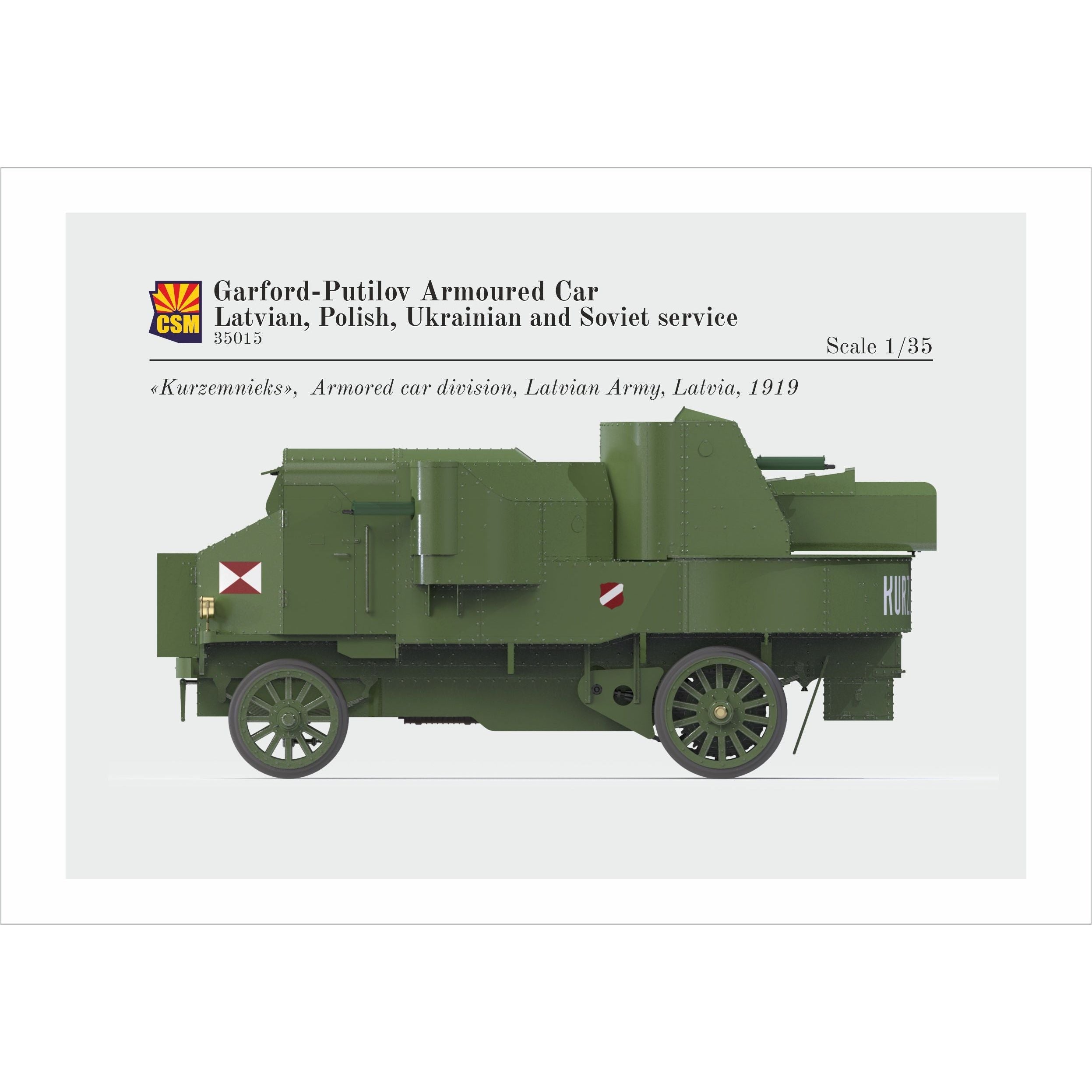 COPPER STATE MODELS 1/35 Garford-Putilov Armoured Car, Latvian, Polish, Ukrainian, Soviet Service