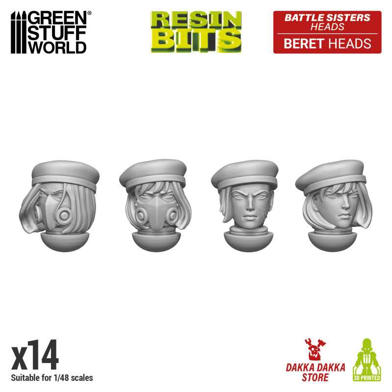 GREEN STUFF WORLD DakkaDakka - Battle Sisters of Repentance Heads with Berets