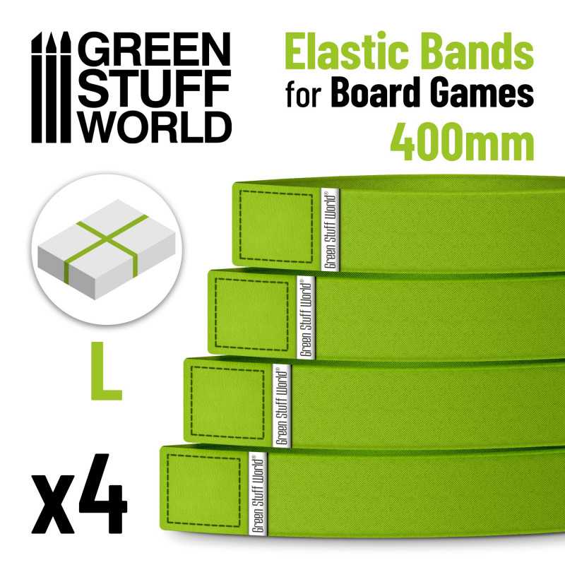GREEN STUFF WORLD Elastic Bands for Board Games 400mm - Pack x4