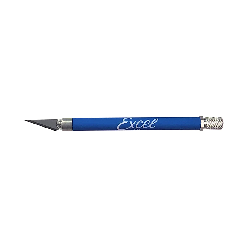 EXCEL K18 Cushion Grip Knife Non Roll with Safety Cap (Blue)