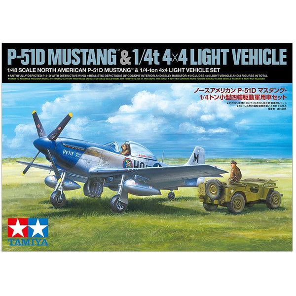 TAMIYA 1/48 North American P-51D Mustang & 1/4 Ton 4x4 Light Vehicle Set