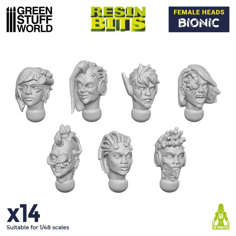 GREEN STUFF WORLD Female Heads BIONIC