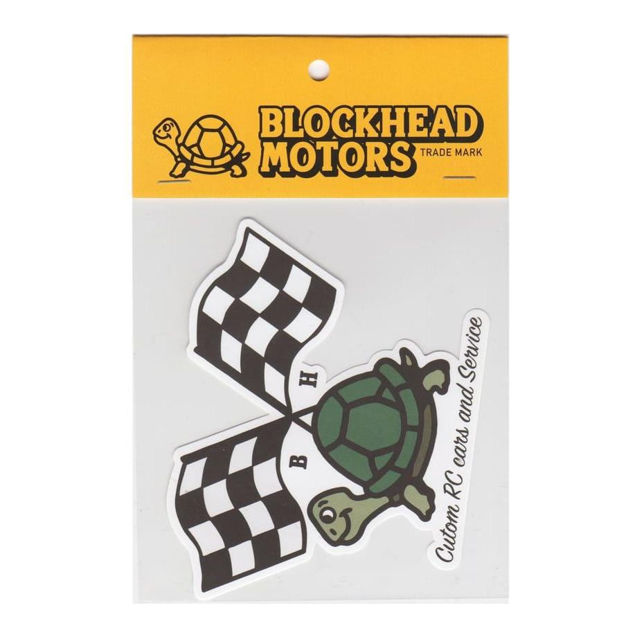 BLOCKHEAD MOTORS Checker Flag Turtle Sticker