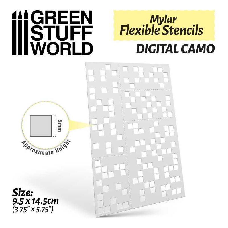 GREEN STUFF WORLD Flexible Stencils - DIGITAL CAMO (5mm)