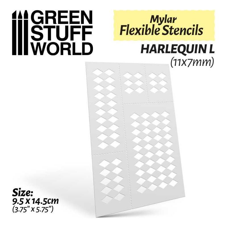 GREEN STUFF WORLD Flexible Stencils - HARLEQUIN L (11x7mm)