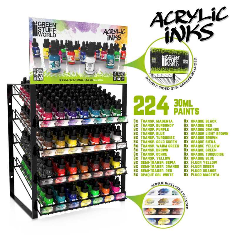 GREEN STUFF WORLD GSW Acrylic Inks Display Rack 30ml