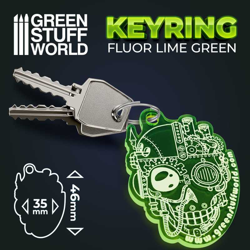 GREEN STUFF WORLD Skull Keyring - Fluor Green