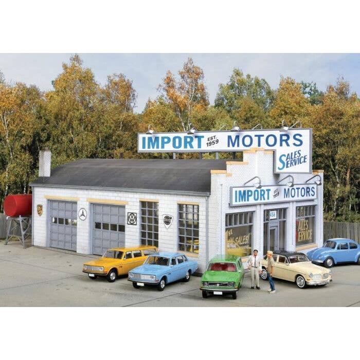 Walthers Cornerston HO Import Motors -- Kit - 7-1/4 x 5-3/8 x 3-7/8" 18.4 x 13.6 x 9.4cm