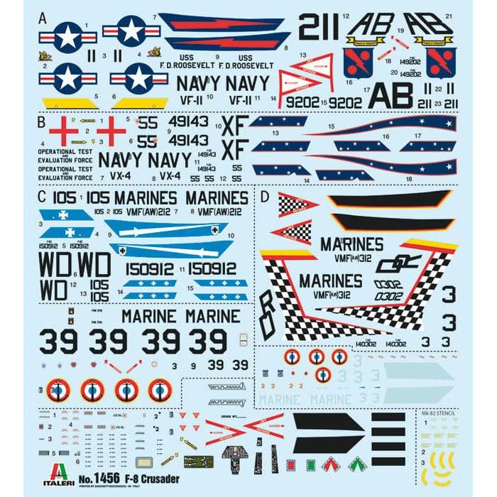 ITALERI 1/72 F-8E Crusader Super Decal Sheet