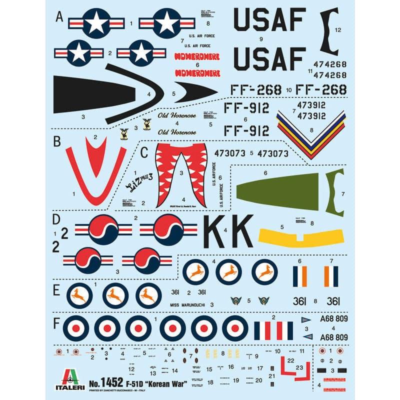 ITALERI 1/72 North American F-51D Mustang "Korean War" with Super Decal Sheet