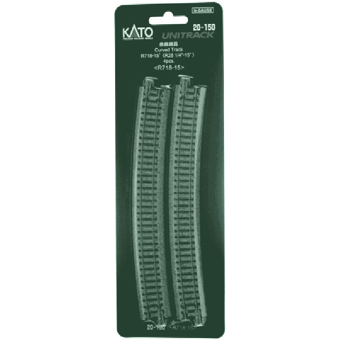 KATO N Unitrack Curved Track R718-15Deg (4 Pack)