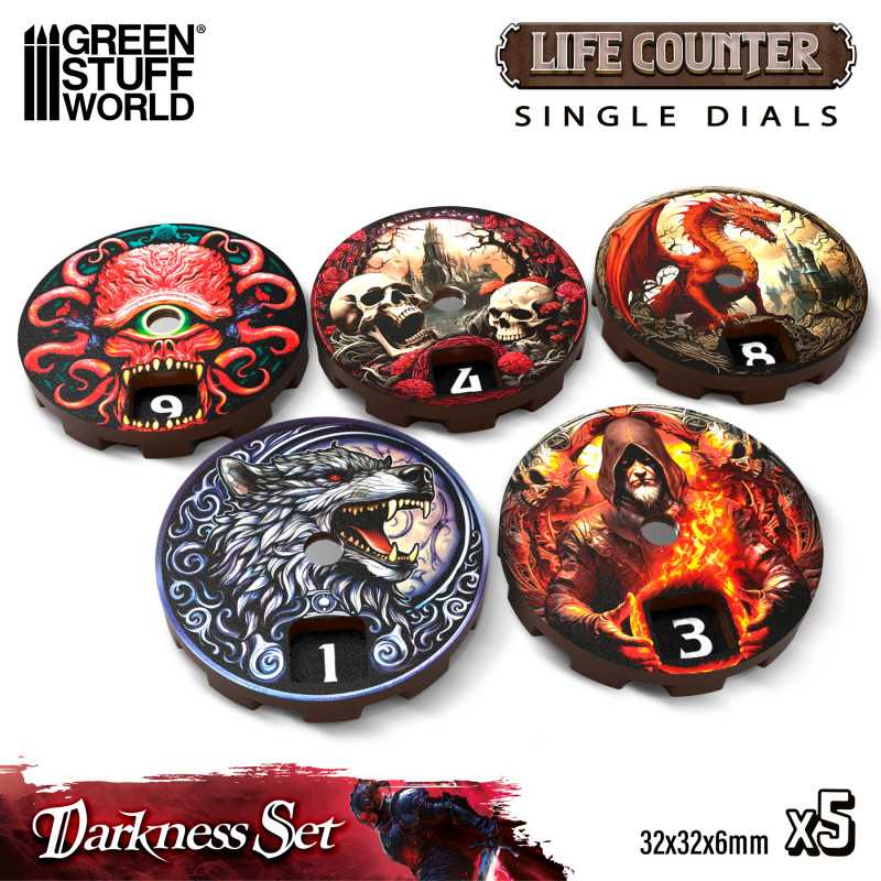 GREEN STUFF WORLD Life counters - Darkness Set