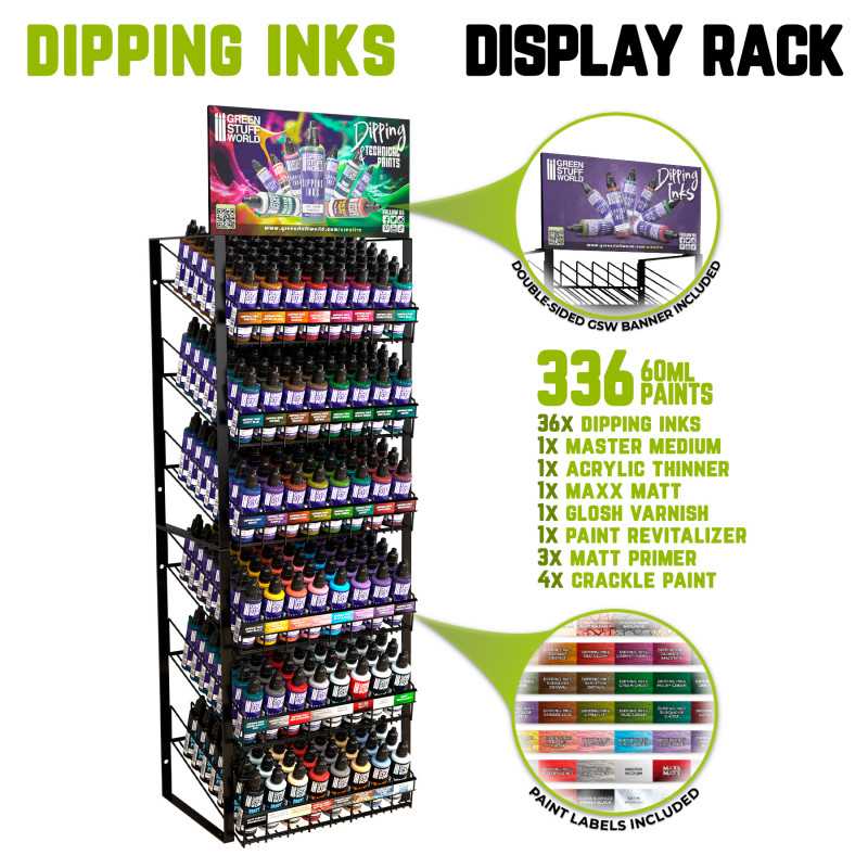 GREEN STUFF WORLD METAL DOUBLE DISPLAY - 60ml bottles with banner