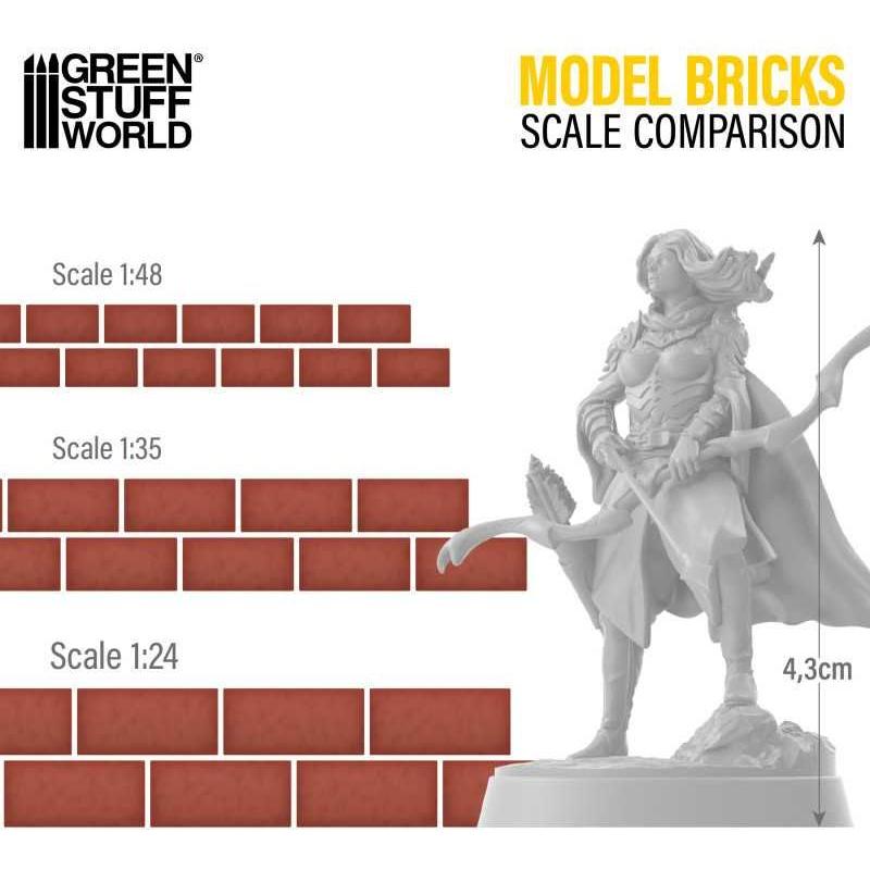 GREEN STUFF WORLD Miniature Bricks - Grey x 1000 1/48