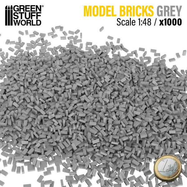 GREEN STUFF WORLD Miniature Bricks - Grey x 1000 1/48