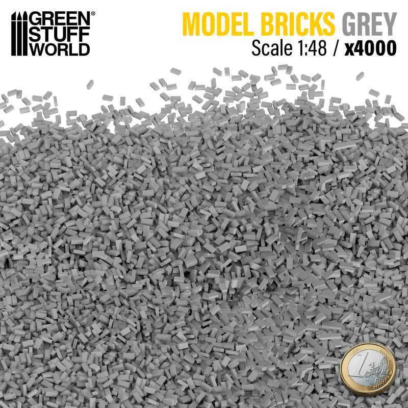 GREEN STUFF WORLD Miniature Bricks - Grey x 4000 1/48