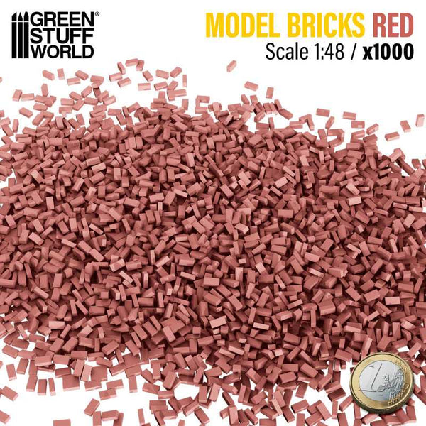 GREEN STUFF WORLD Miniature Bricks - Red x 1000 1/48