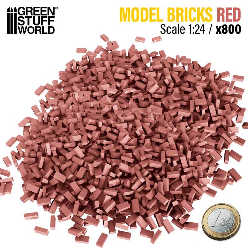 GREEN STUFF WORLD Miniature Bricks - Red x 800 1/24