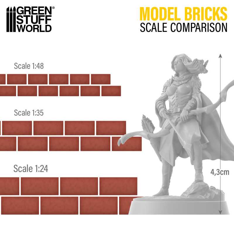 GREEN STUFF WORLD Miniature Bricks - Red x 800 1/24