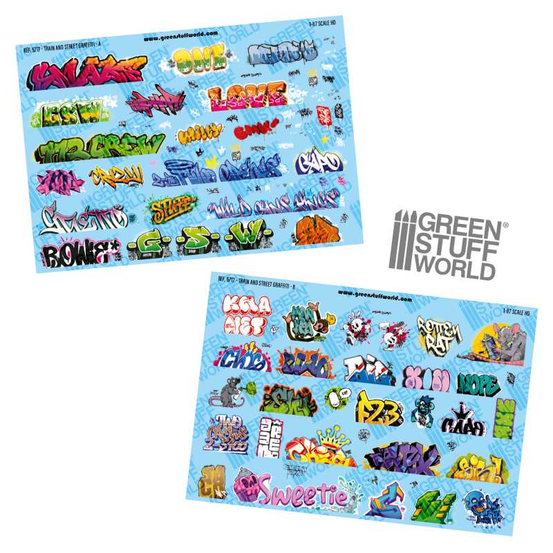 Green Stuff World Model - Railway Graffiti Decals 1:87 HO (Set-1)