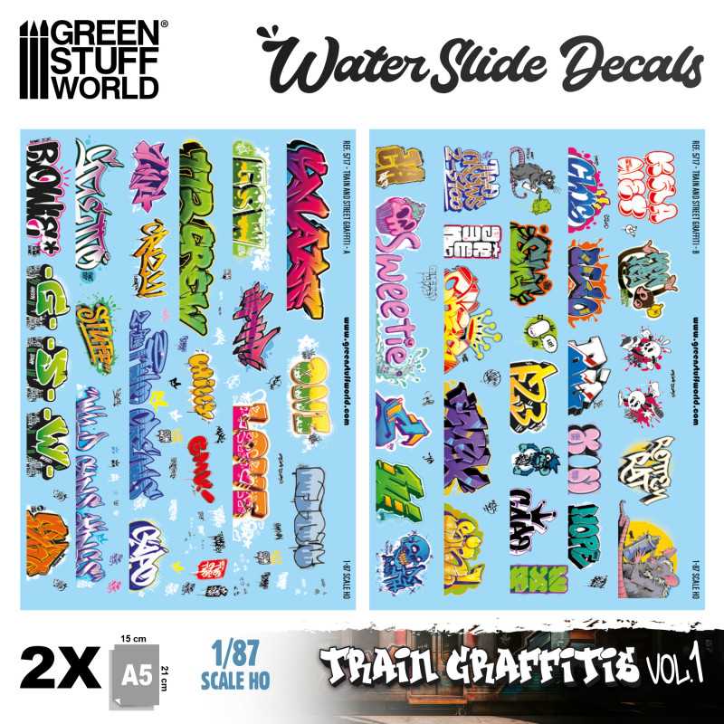 Green Stuff World Model - Railway Graffiti Decals 1:87 HO (Set-1)