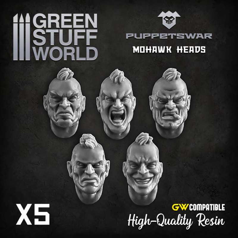 GREEN STUFF WORLD Puppetswar Mohawk Heads (5)