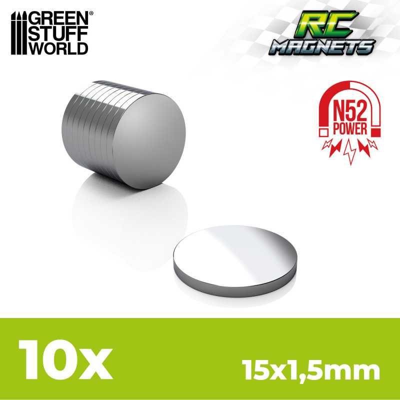 GREEN STUFF WORLD Neodymium Magnets 15x1,5mm - 10 units (N52)