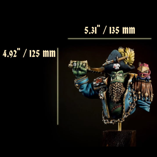KROMLECH Orc Pirate Kaptin Bust Limited Wooden Box