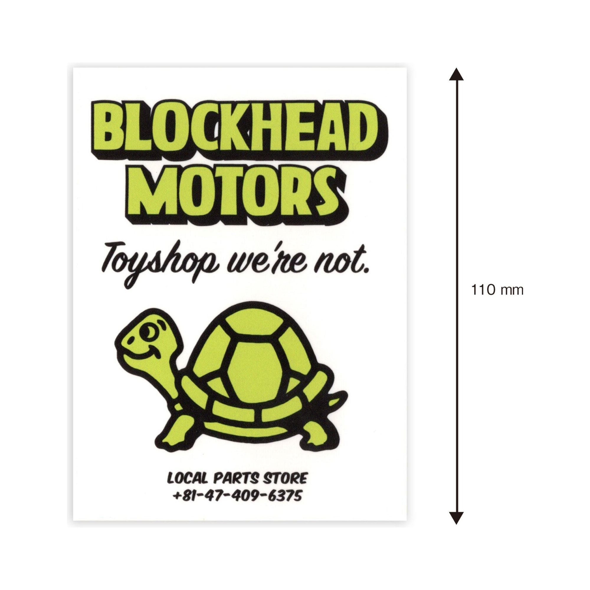BLOCKHEAD MOTORS Shop Turtle Sticker Green