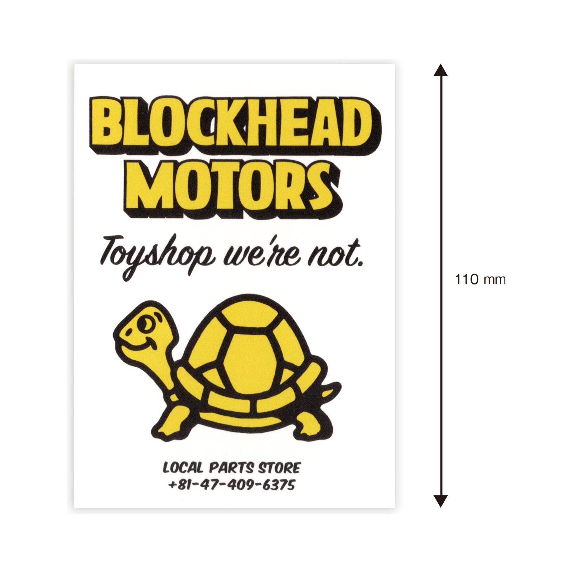 BLOCKHEAD MOTORS Shop turtle Sticker Yellow